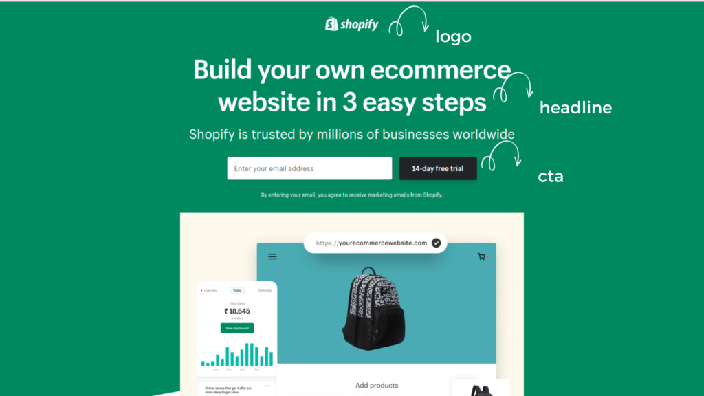 shopify landing page example
