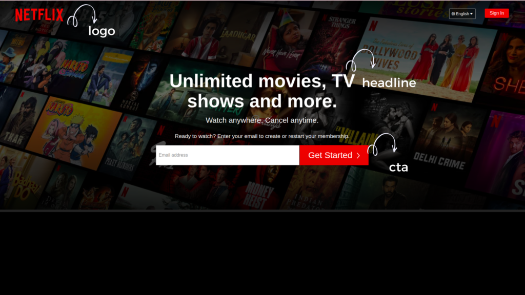 netflix landing page example