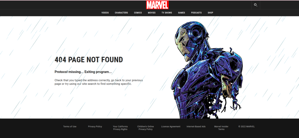 Marvel 404 page