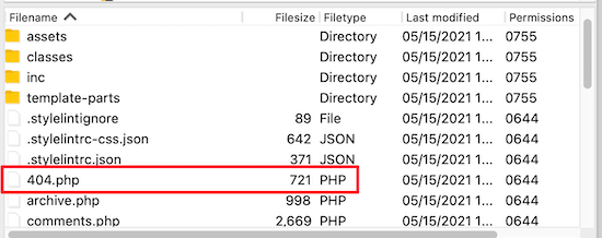 404.php File in File editor